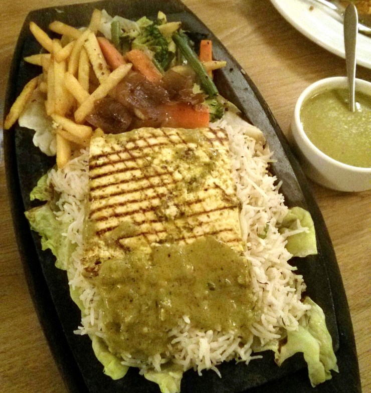 Grilled Paneer Stack Pesto Sauce
