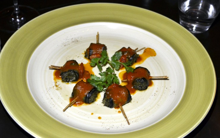 Asparagus & Mushroom Stuffed Aubergine Roll