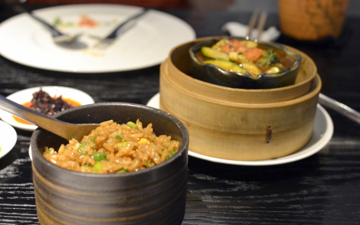 Edamame Fried Rice with Steamed Vegetables